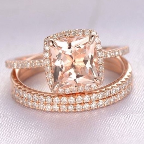 18K Rose Gold Filled With 4.25ct Morganite Ring - Picture 5 of 10